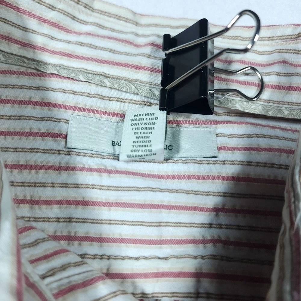 Banana Republic Men Striped Long Sleeve Button Down Shirt Organic Cotton Size L